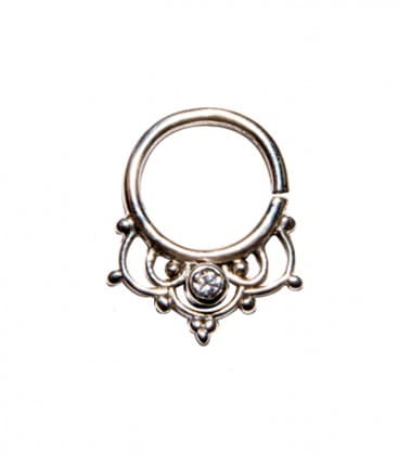 SEPTUM N° 45 - ARGENT - ZIRCONS TRANSPARENTS -1,2mm ***SOLDE !!