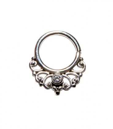 SEPTUM N° 50 - ARGENT - ZIRCONS TRANSPARENTS -1,2mm ***SOLDE !!