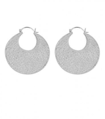 BOUCLES ETHNIQUES .LAITON MARTELE PLAQUE ARGENT by S.Heches