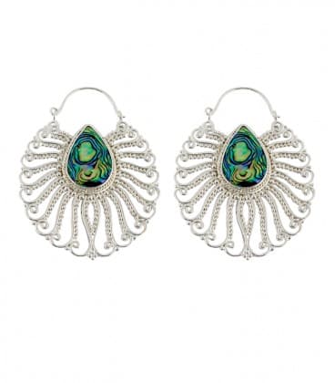 ELIXIR -COQUILLAGE ABALONE-LAITON PLAQUE ARGENT-VENDUES PAR PAIRE-