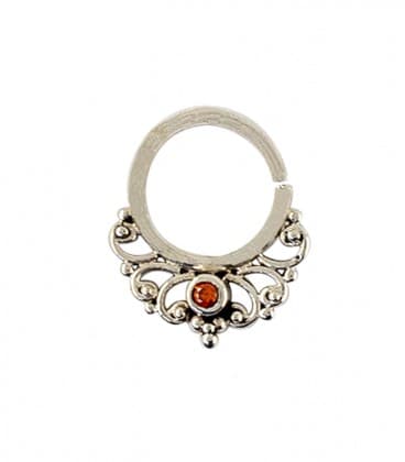 SEPTUM N° 49 - ARGENT- ZIRCONS ROUGES -1,2mm ***SOLDE !!