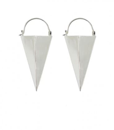 ETHNIC GEOMETRIC by S. Hêches (laiton plaqué argent) MOYEN-VENDUES PAR PAIRE