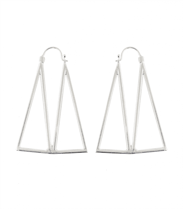 BOUCLES D'OREILLES DESIGN LAITON PLAQUEES ARGENT by S.HECHES-VENDUES PAR PAIRE