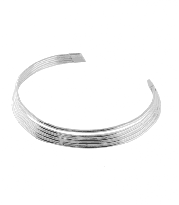 COLLIER RAS DE COU ETHNIQUE EN LAITON PLAQUE ARGENT (5 RANGS)