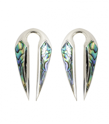 POIDS LAITON PLAQUE ARGENT ET ABALONE (modèle long)-VENDU A L'UNITE