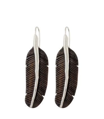 PLUME BOIS by S.HECHES ,TIGE PLAQUEE ARGENT