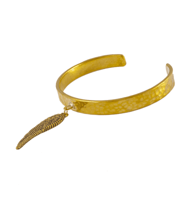 BRACELET ANGE by S.HECHES -LAITON MARTELE PLAQUE ARGENT