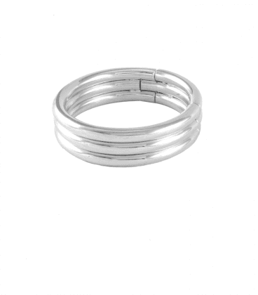 BRACELET TRIPLE JONC PLAQUE ARGENT by S.HECHES