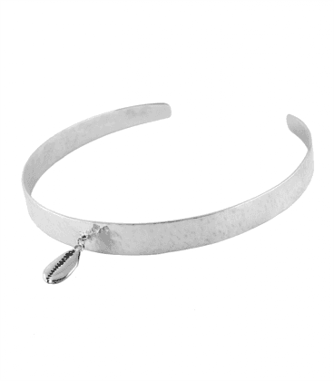 CHOKER CAURIS LAITON PLAQUE ARGENT by S.HECHES