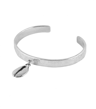 BRACELET CAURIS LAITON PLAQUE ARGENT by S.HECHES