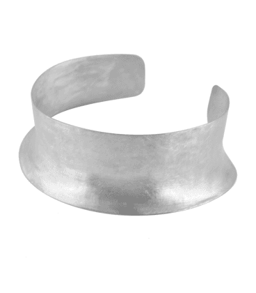 COLLIER EN LAITON PLAQUE ARGENT BROSSE (PETITE TAILLE)by S.HECHES