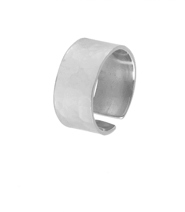 BAGUE- LAITON MARTELE PLAQUE ARGENT by S.HECHES- MEDIUM