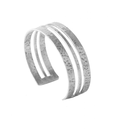 BRACELET LAITON MARTELE PLAQUE ARGENT by S.HECHES