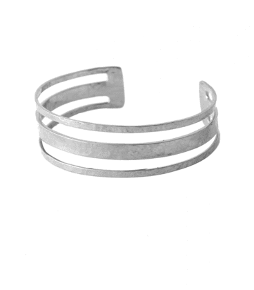 BRACELET LAITON MARTELE PLAQUE ARGENT by S.HECHES