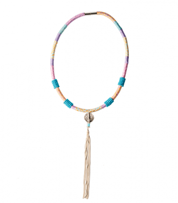 LONG COLLIER PONPON ARGENT