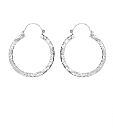 LES PETITES CREOLES- LAITON MARTELE PLAQUE ARGENT- VENDUES PAR PAIRE