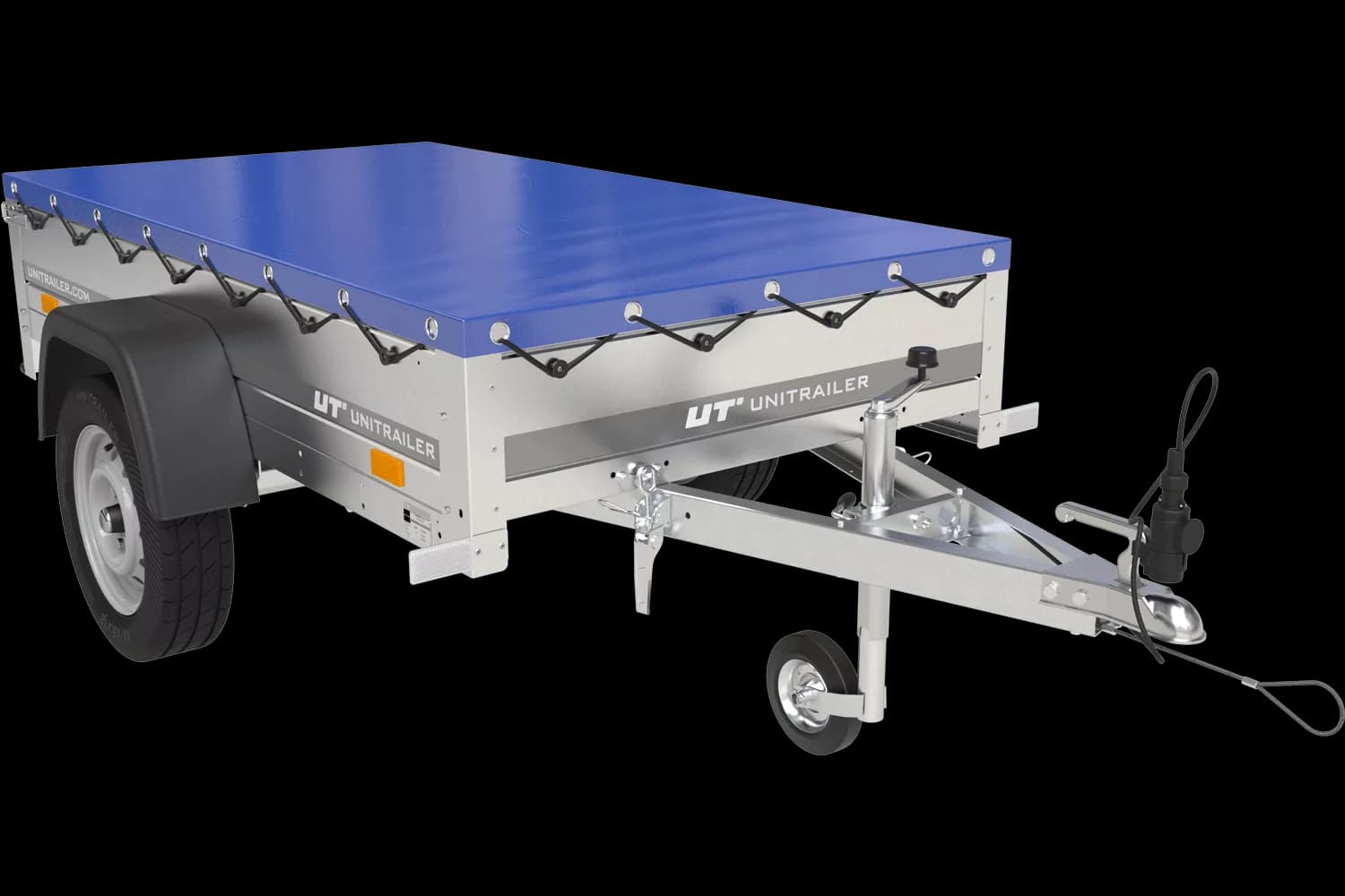 Gartenanhänger 200 Kipp mit Stützrad, H-0-Rahmen und blauer Plane-Neu