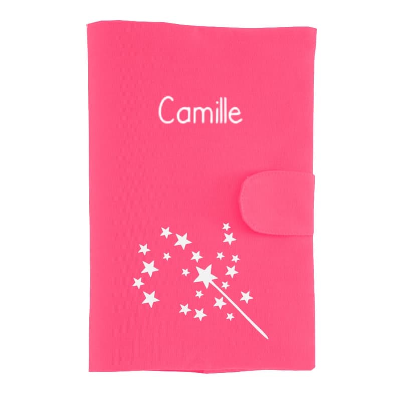Protège carnet de santé personnalisé rose fushia