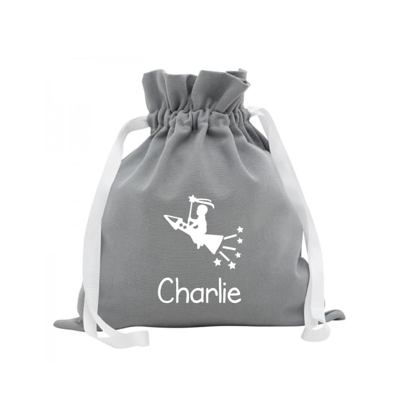 Petit sac à doudou personnalisé Gris