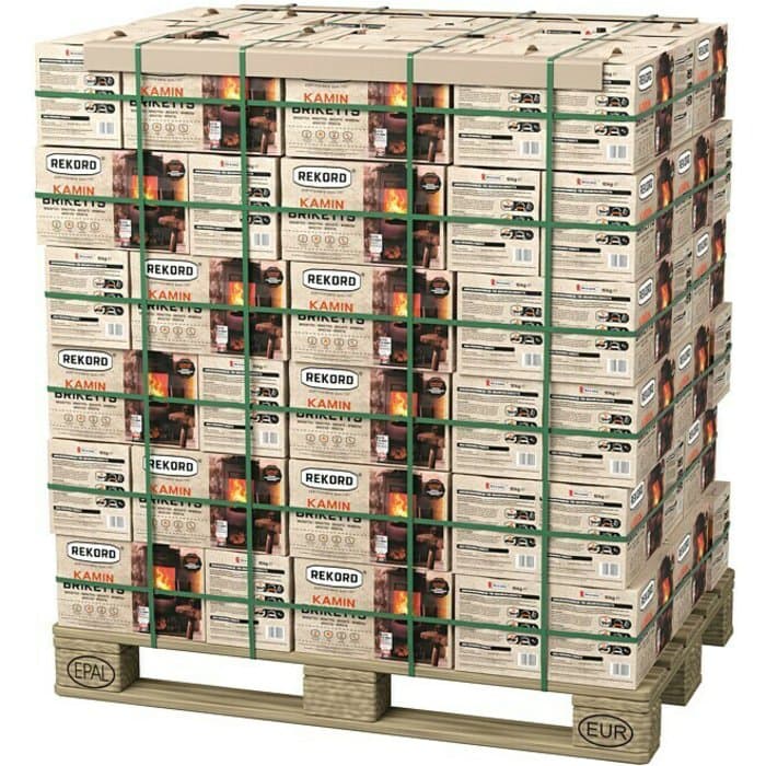 REKORD Braunkohlebriketts Palette TĂŒte (90 x 10 kg)
