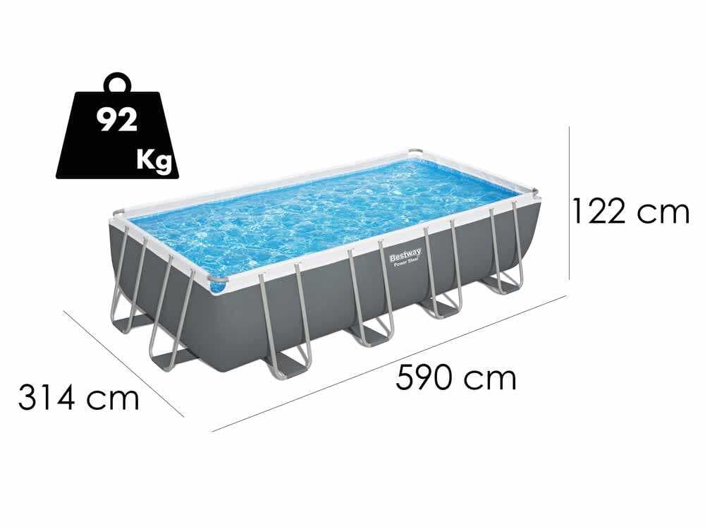 Bestway Power Steel Rectangular 56466 - 594 x 274 x 122 cm - Piscina desmontable