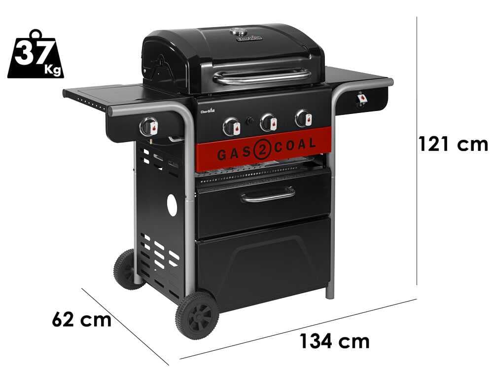 Char-Broil Gas2Coal 2.0 3B - Barbacoa de gas y carbón