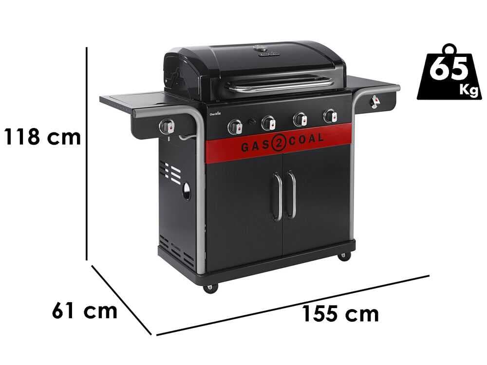 Char-Broil Gas2Coal 2.0 4B - Barbacoa a carbón y gas