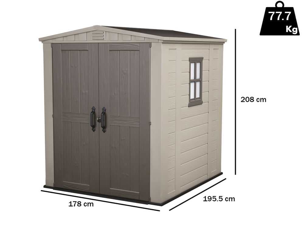 Keter Factor beis - Caseta de jardín - Con ventana lateral - 178x195.5x208 cm