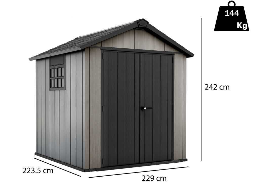 Keter Oakland 757 - Caseta de jardín - Con puerta de dos hojas y ventana -229x223.5x242 cm