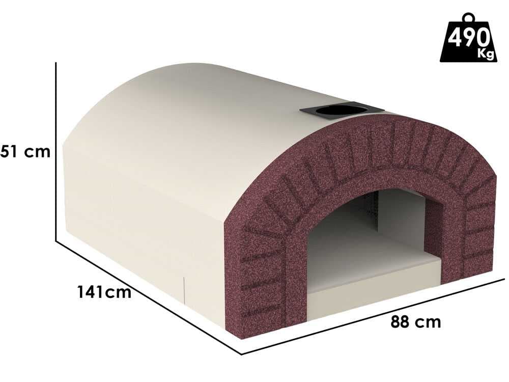 Linea VZ Sorrento - Horno de leña de empotrar con superficie de cocción 72x105 cm - Capacidad de cocción 5 pizzas