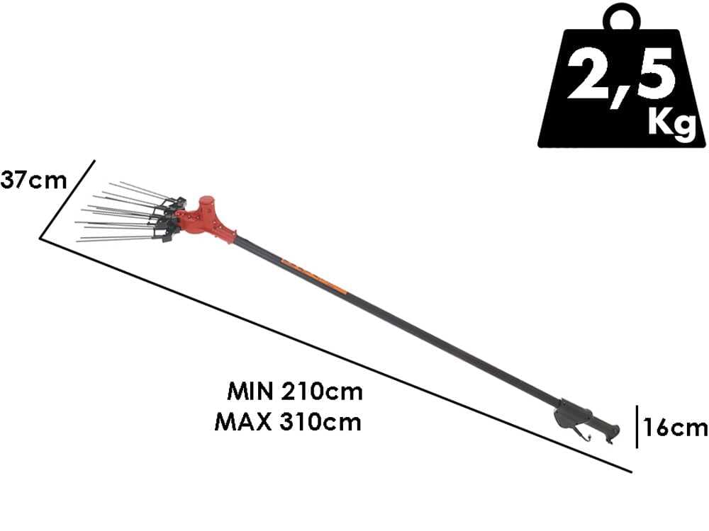 Aima Furia 2.0 Plus - Vareador de aceitunas eléctrico a batería - Pértiga telescópica de aluminio 210 cm - 310 cm