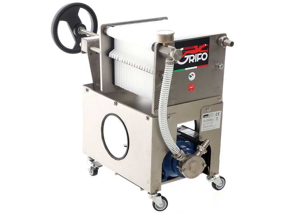 Grifo Professional FCP20-Olio - Filtro para aceite de cartones con carro - Bomba de acero inoxidable Liverani
