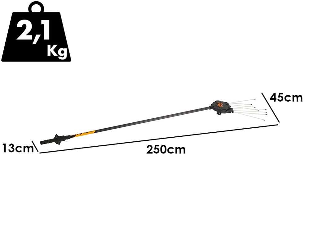 Oliviero Flex-PPF12 Premium - Vareador eléctrico a batería - Pértiga de carbono fija 250 cm