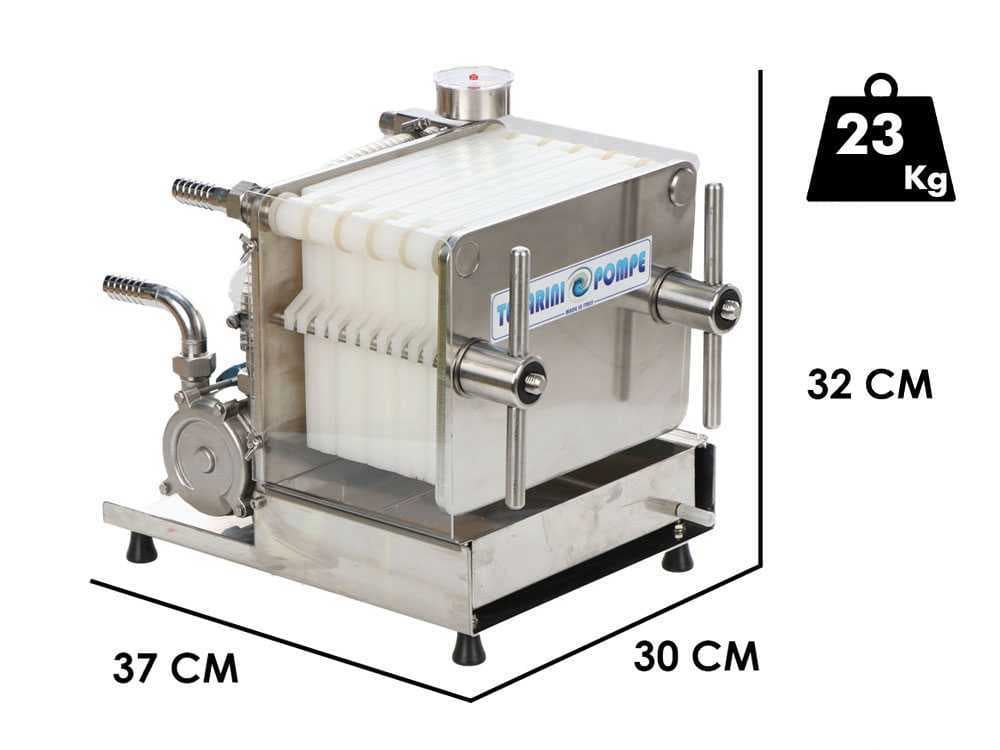 Tellarini CrystalPro Plus 10 - Filtro para vino de cartones y placas - Bomba enológica para filtrar vino