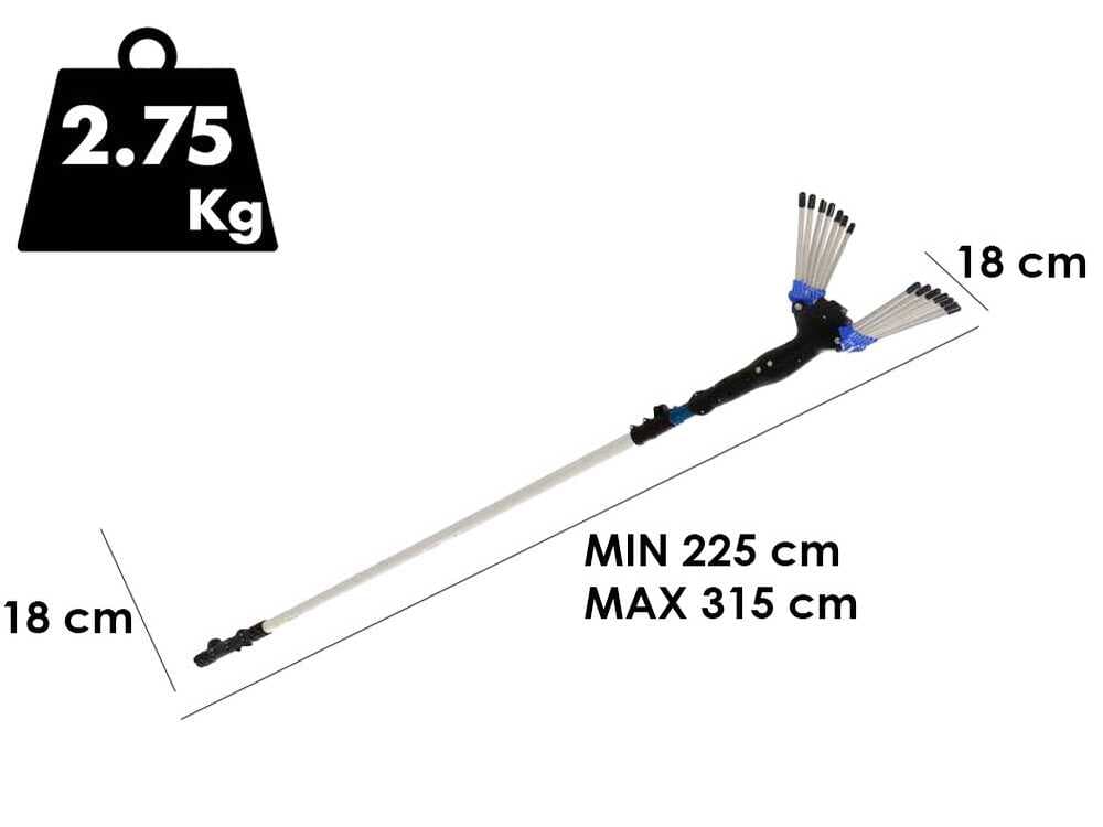 Vareador de aceitunas eléctrico Paterlini V-UP - 12 V - Pértiga telescópica 225 - 315 cm