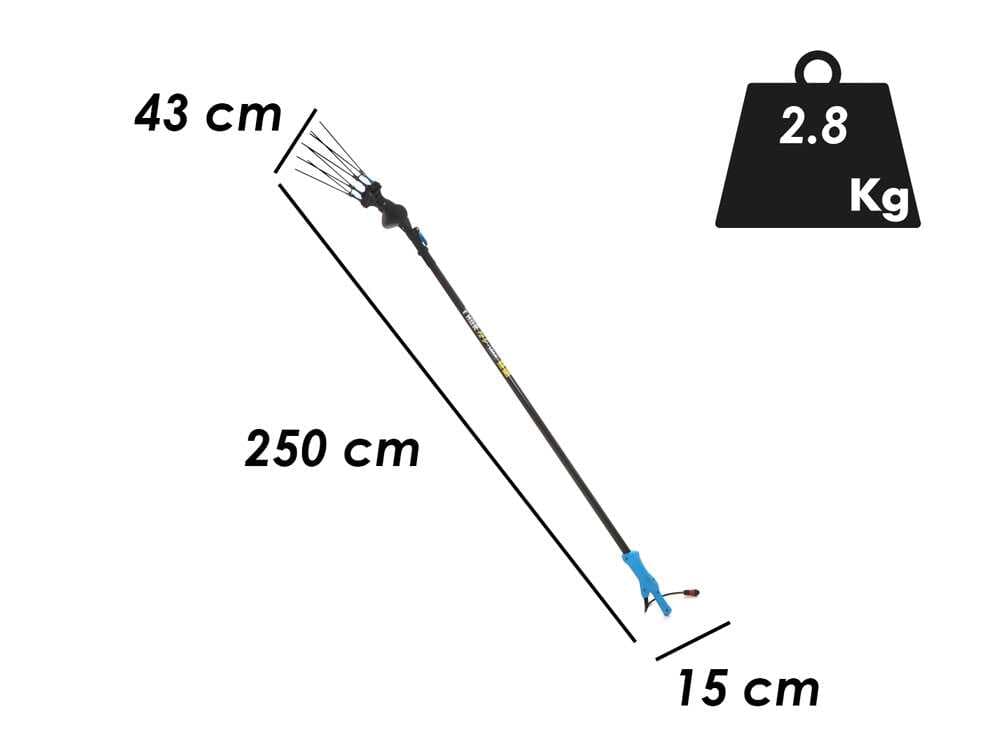 Vareador eléctrico de batería Lisam Thor - con 8 varillas en carbono - 250-350 cm - pértiga telescópica