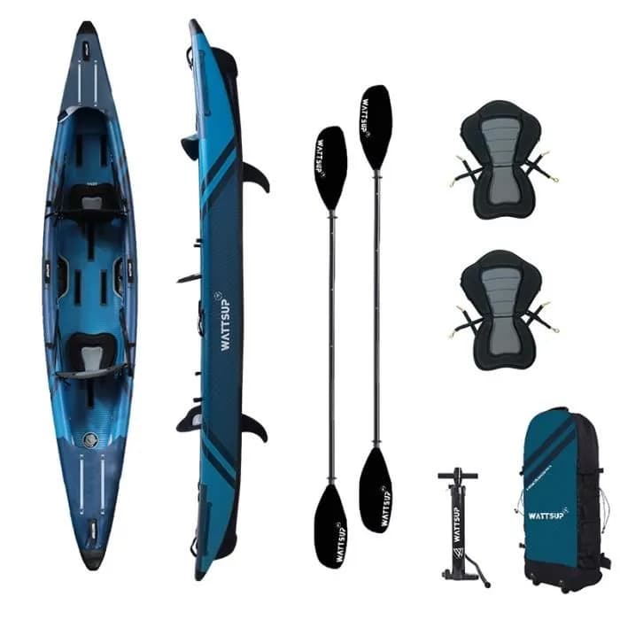 Kayak gonflable Wattsup TORPEDO 2 Places - 426x78 cm (13'9"x31") - Dropstich 100% Haute Pression - Pack complet - Max 220 kg