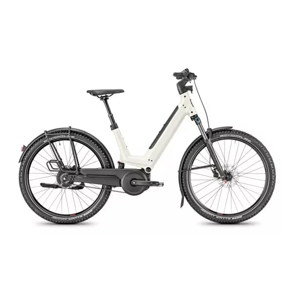 Vélo électrique Moustache J. all 2023 - Gris - Transmission à courroie - porte-bagages Light - 625 Wh
