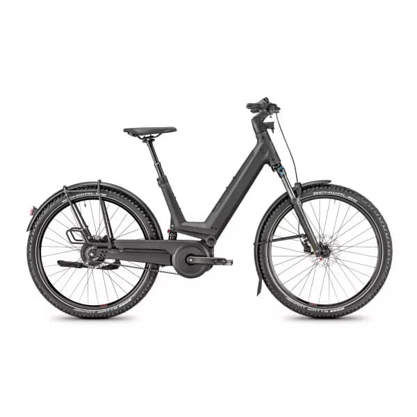 Vélo électrique Moustache J. all 2023 - Noir - Transmission à courroie - porte-bagages Light - 625 Wh