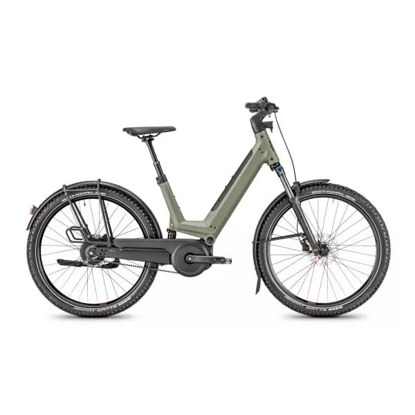 Vélo électrique Moustache J. all 2023 - Vert - Transmission à courroie - porte-bagages Light - 625 Wh