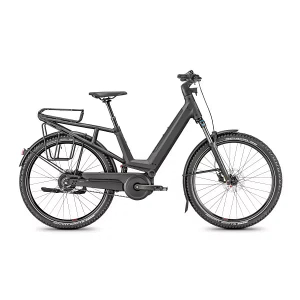 Vélo électrique Moustache J. all 2023 - Noir - Transmission à courroie - porte-bagages suspendu - 500 Wh