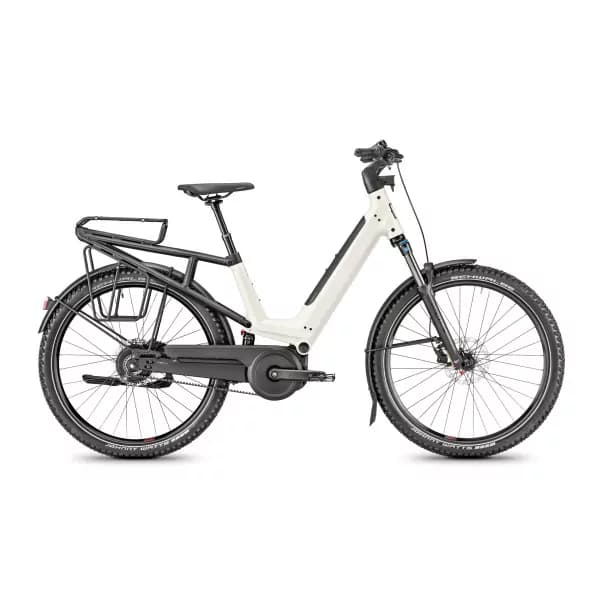 Vélo électrique Moustache J. all 2023 - Gris - Transmission à courroie - porte-bagages suspendu - 500 Wh